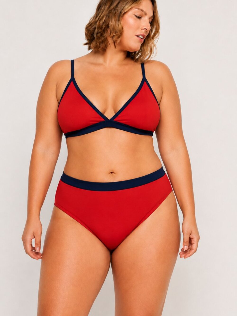 Old Navy OLX Americana Triangle High Waist Bikini Set Red Blue 4X NWT